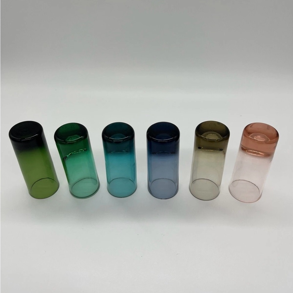 Vintage Handblown Unique Bold Vibrant Multi Color Shot Glasses Set of 6 - Picture 3 of 8